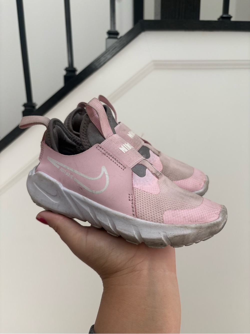 Nike Girls Pink & Light Gray Slip-On Athletic Sneakers - Picture 4 of 7